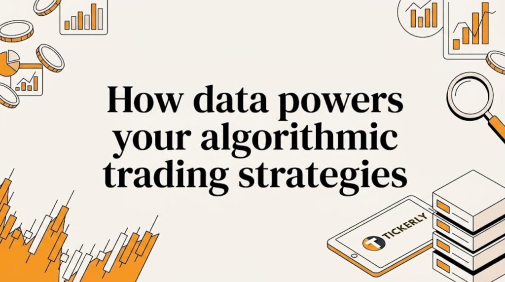 Decorative trading data title card illustration