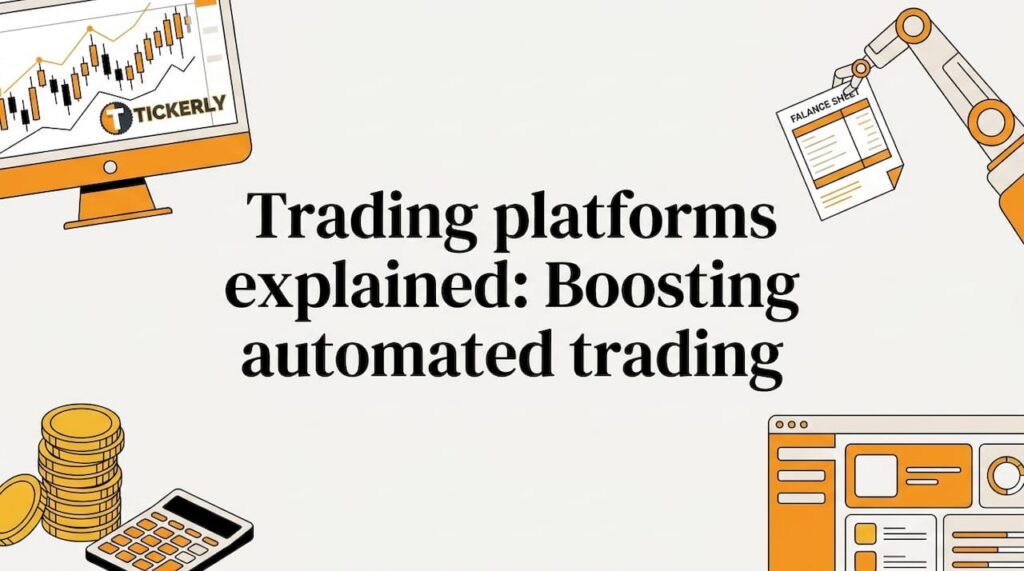 Decorative title card with trading and automation icons