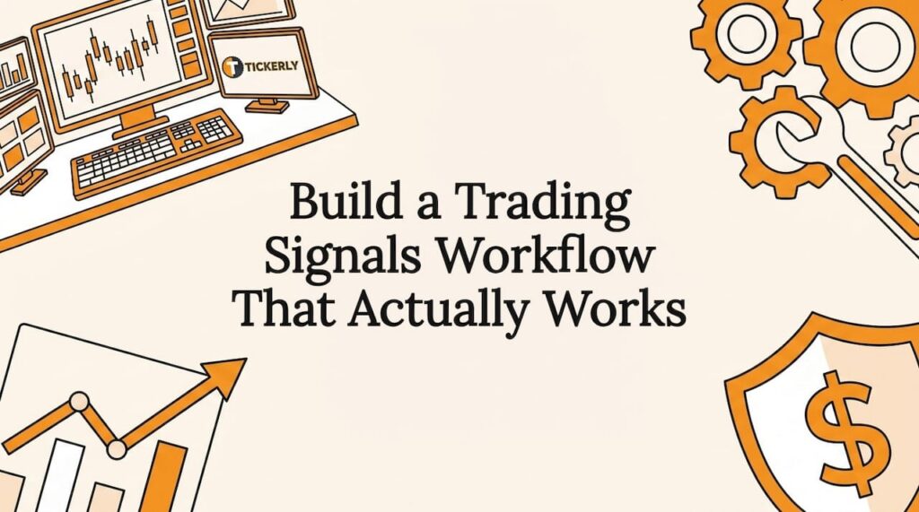 Trading workflow editorial title card illustration