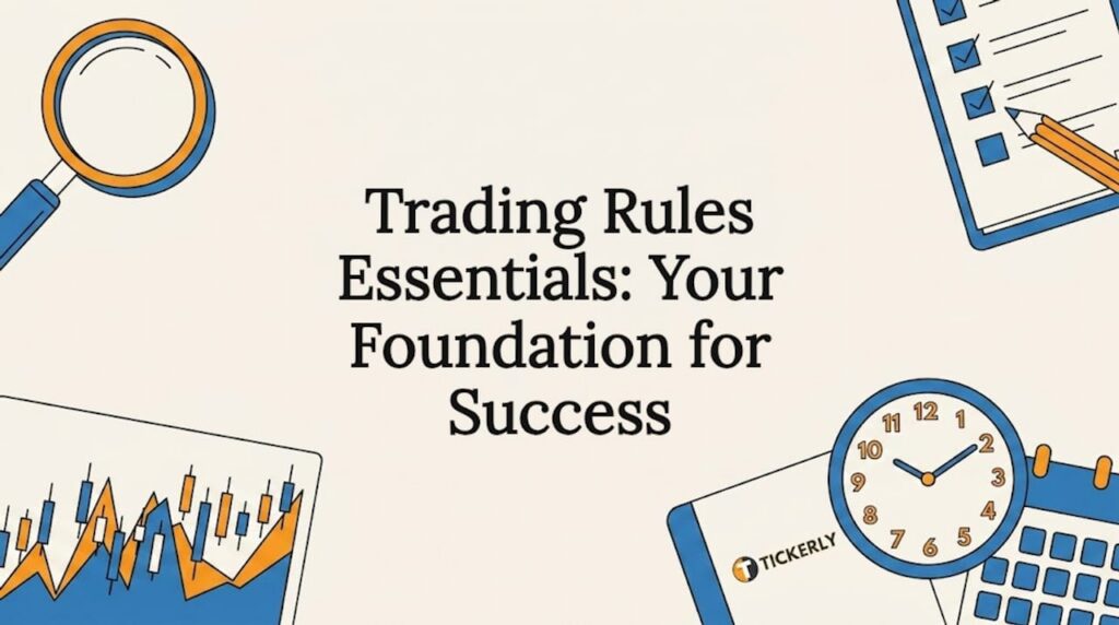 Trading rules themed editorial title card illustration