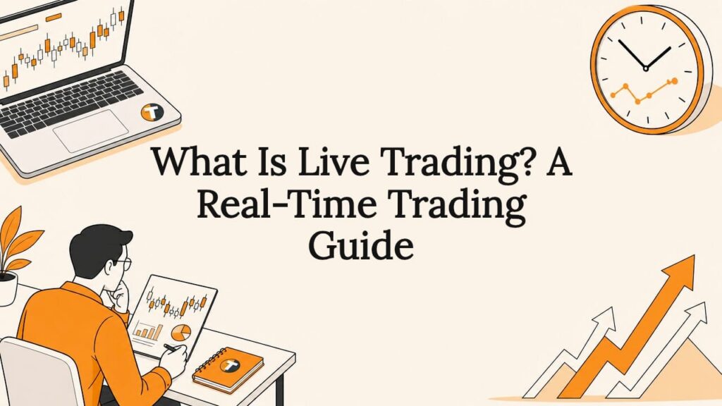 Decorative title card illustration with trading theme