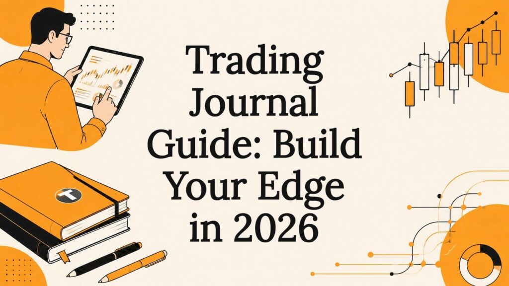 Decorative title card illustration for trading journal guide