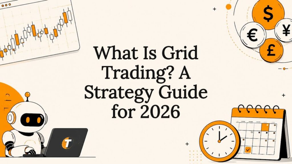 Decorative grid trading title card illustration