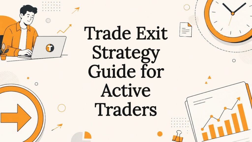 Decorative trade exit strategy title card illustration