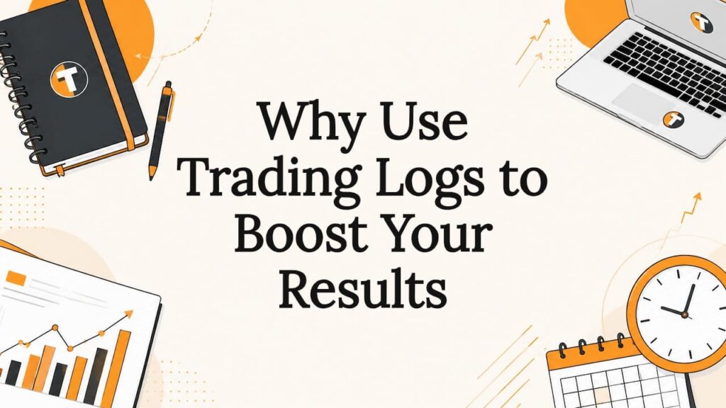 Decorative trading log title card illustration