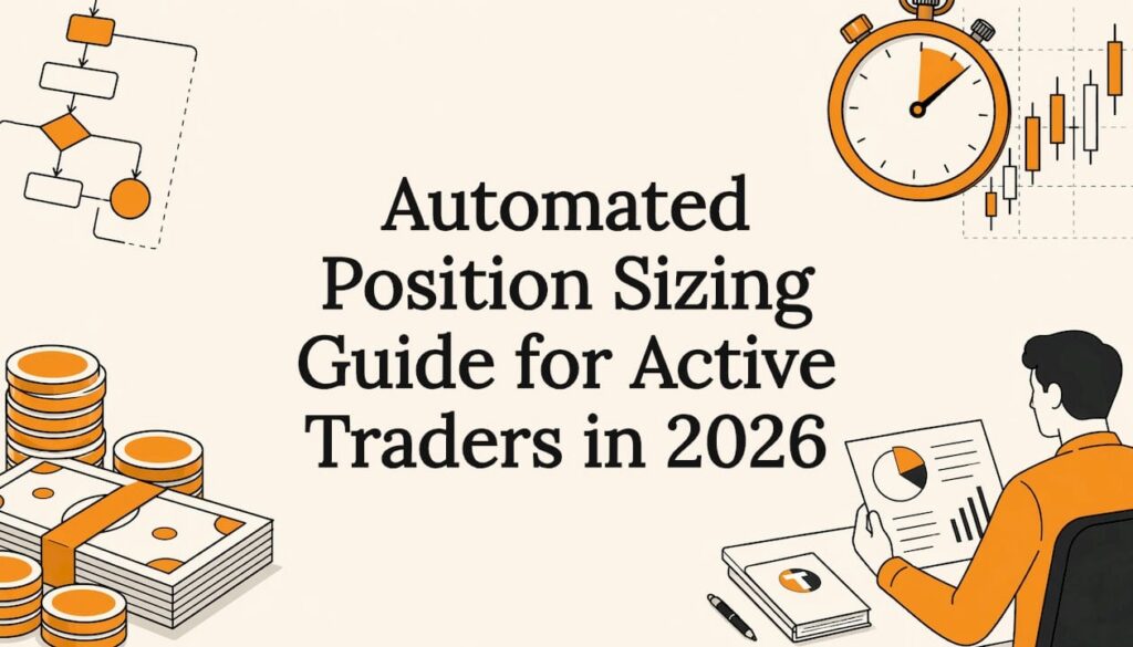 Decorative title card with financial trading icons