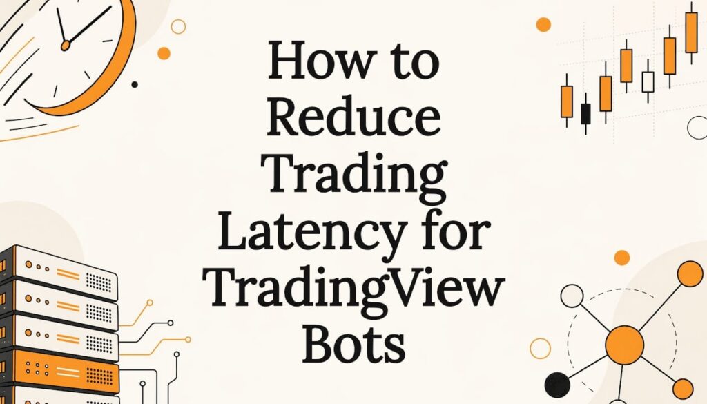 Decorative title card illustration with trading icons