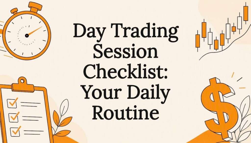 Decorative title card illustration for day trading checklist